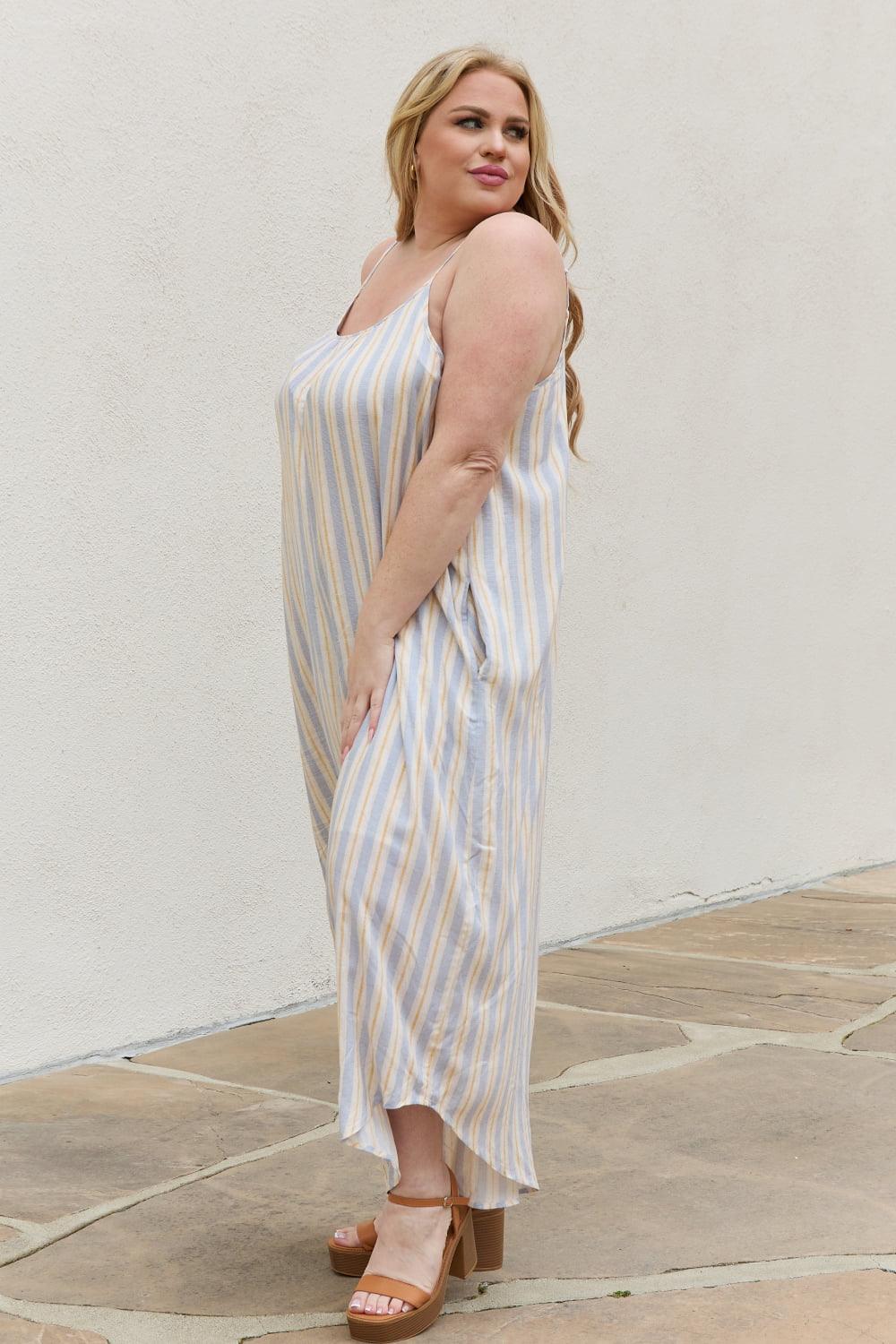 HEYSON Full Size Multi Colored Striped Jumpsuit with Pockets - Glamorous Boutique USA L.L.C.