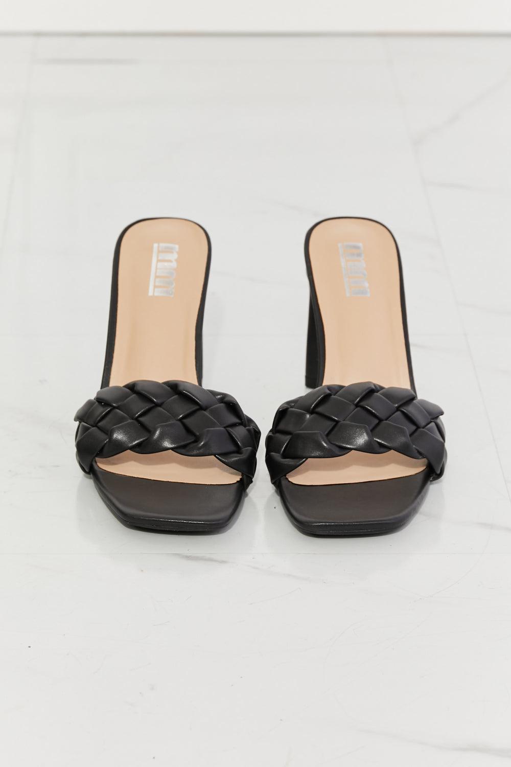 MMShoes Top of the World Braided Block Heel Sandals in Black - Glamorous Boutique USA L.L.C.