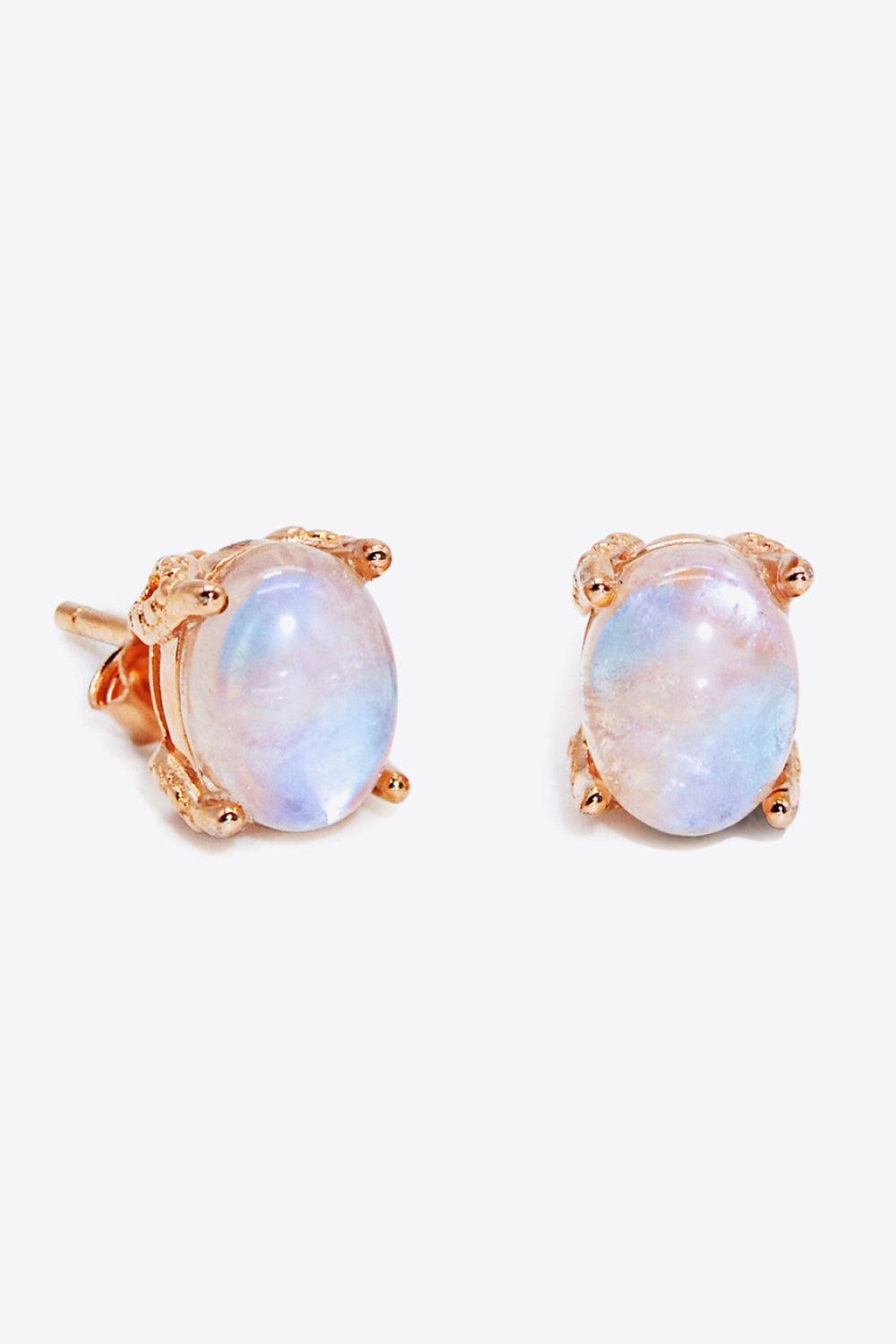 Natural Moonstone 4-Prong Stud Earrings - Glamorous Boutique USA L.L.C.