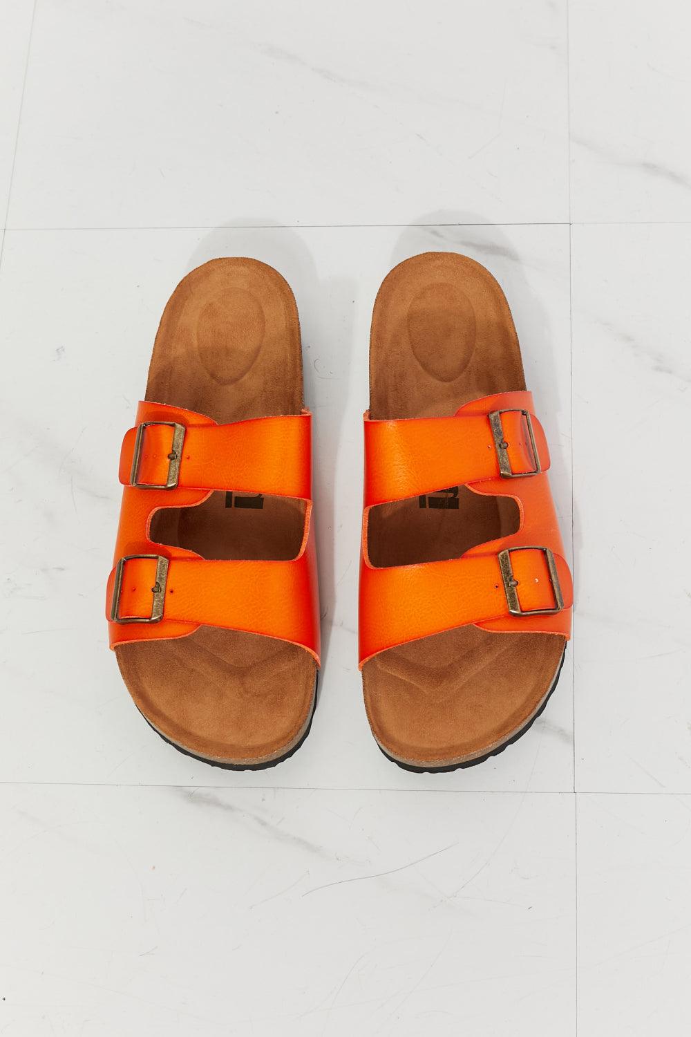 MMShoes Feeling Alive Double Banded Slide Sandals in Orange - Glamorous Boutique USA L.L.C.