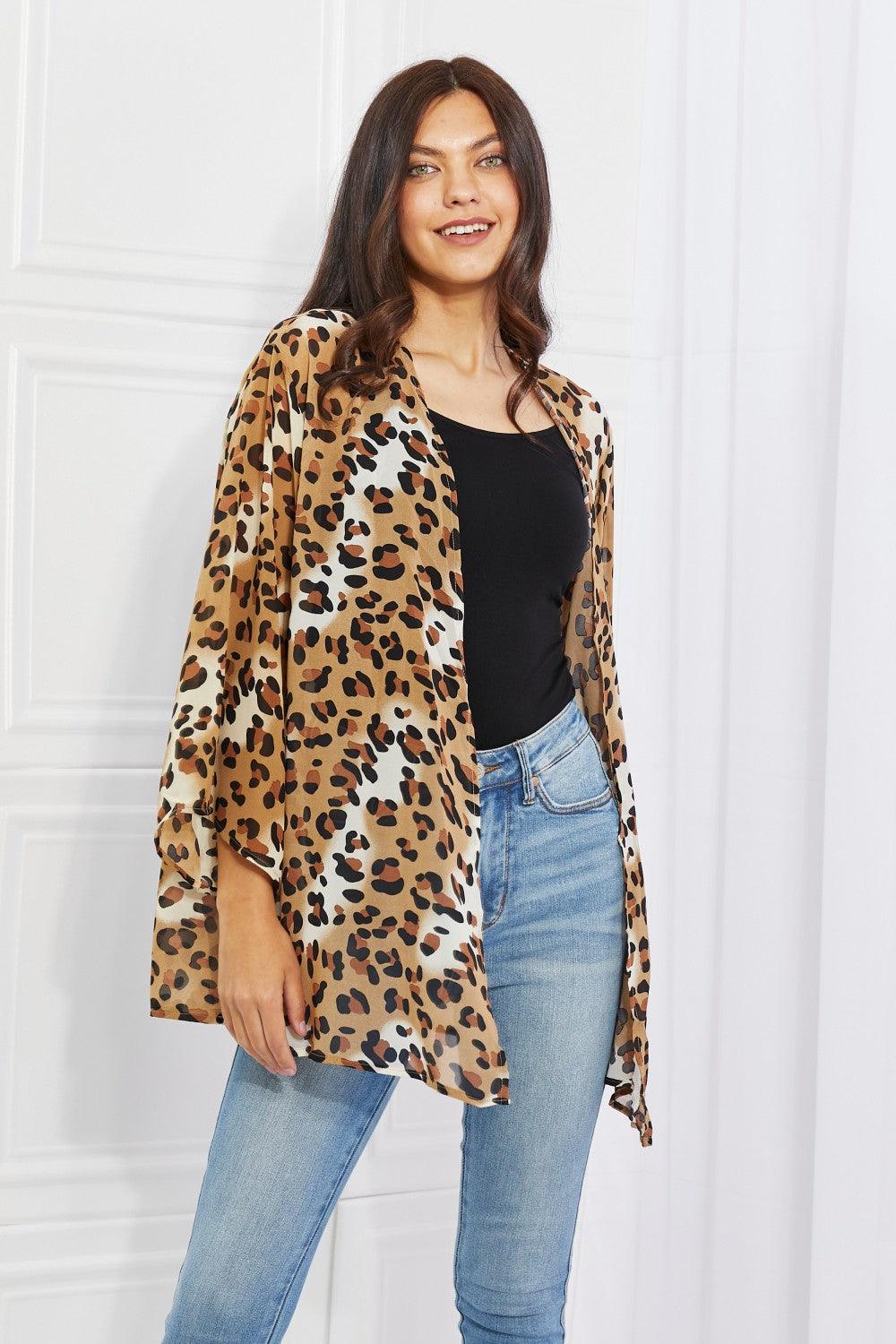 Melody Wild Muse Full Size Animal Print Kimono in Camel - Glamorous Boutique USA L.L.C.