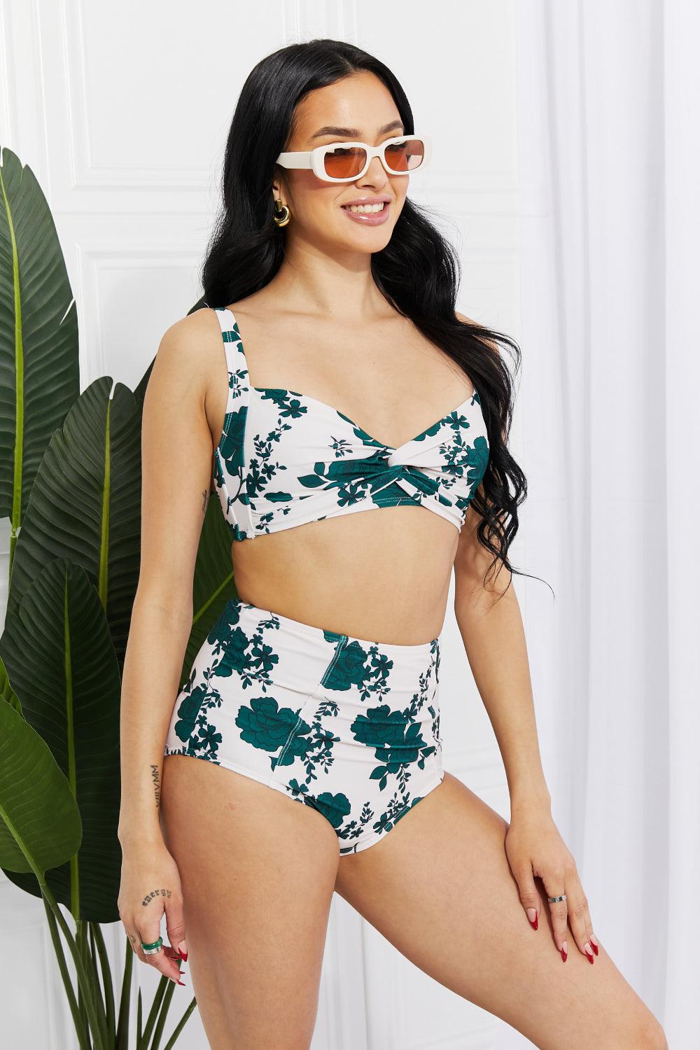 Marina West Swim Take A Dip Twist High-Rise Bikini in Forest - Glamorous Boutique USA L.L.C.