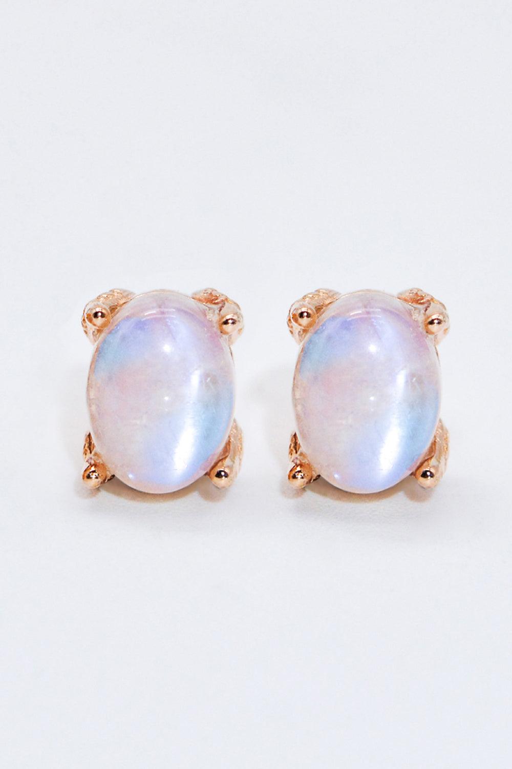 Natural Moonstone 4-Prong Stud Earrings - Glamorous Boutique USA L.L.C.