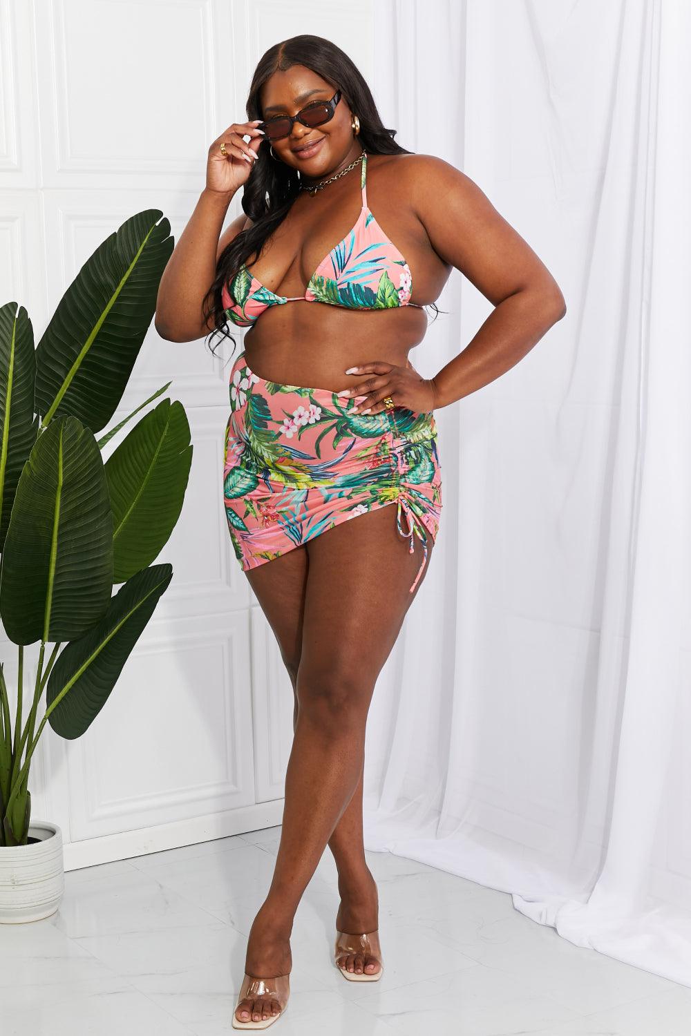 Marina West Swim Paradise Awaits Triangle Bikini and Sarong Set - Glamorous Boutique USA L.L.C.