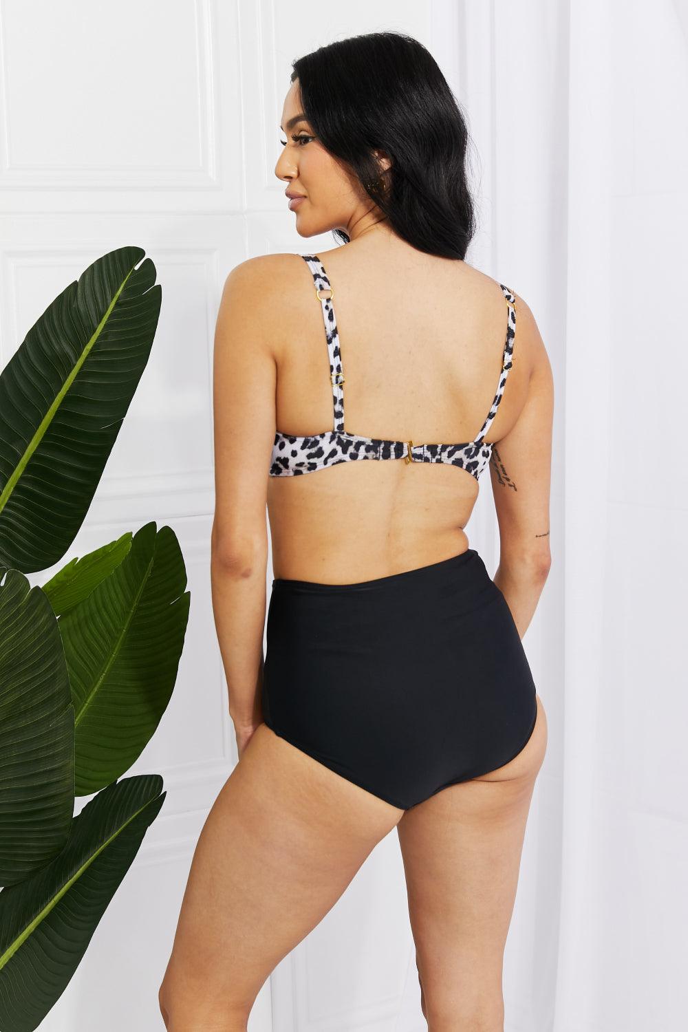 Marina West Swim Take A Dip Twist High-Rise Bikini in Leopard - Glamorous Boutique USA L.L.C.