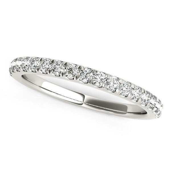 Size: 5 - 14k White Gold Pave Set Diamond Wedding Ring (1/4 cttw)