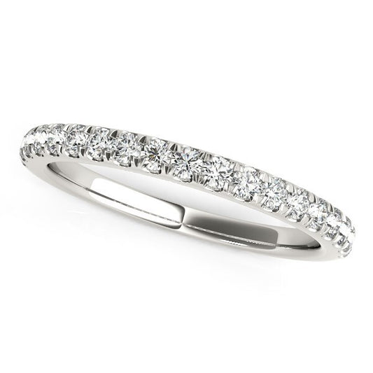 Size: 5 - 14k White Gold Pave Set Diamond Wedding Ring (1/4 cttw)