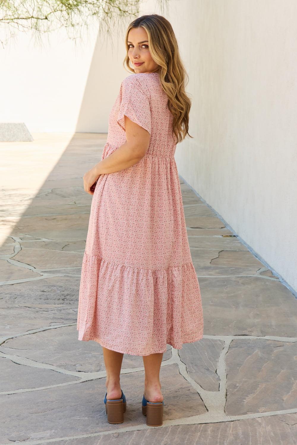 HEYSON Spring Baby Full Size Kimono Sleeve Midi Dress in Peach - Glamorous Boutique USA L.L.C.