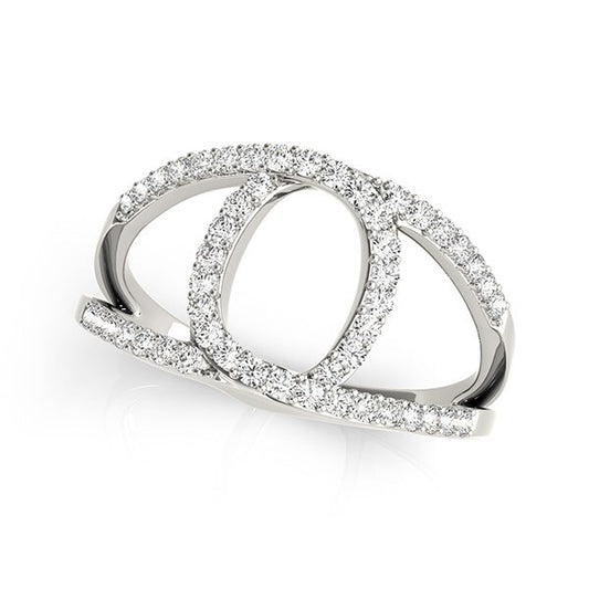 Size: 3.5 - 14k White Gold Diamond Loop Style Dual Band Ring (1/2 cttw)