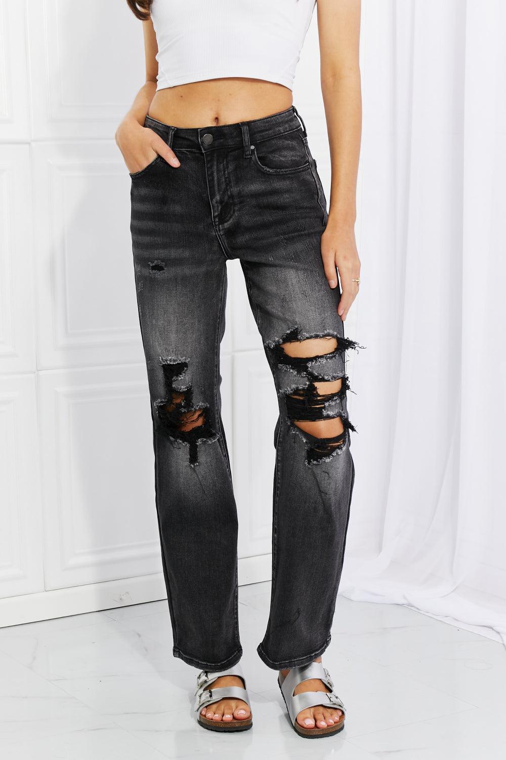 RISEN Full Size Lois Distressed Loose Fit Jeans - Glamorous Boutique USA L.L.C.