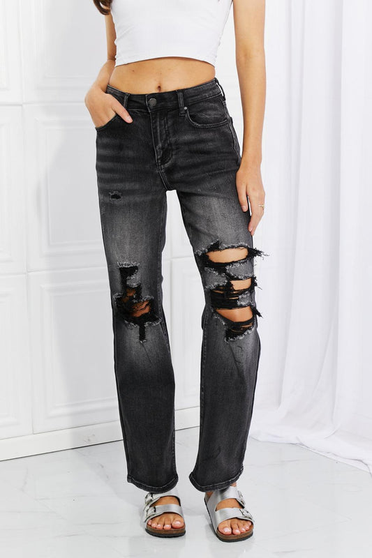 RISEN Full Size Lois Distressed Loose Fit Jeans - Glamorous Boutique USA L.L.C.