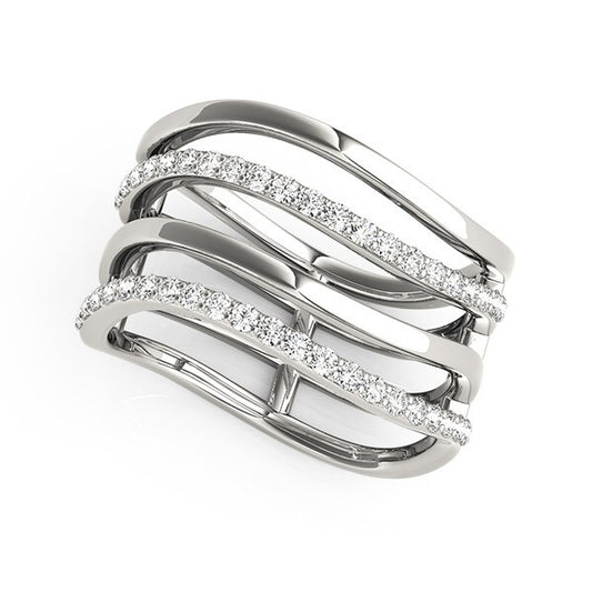 Size: 3 - 14k White Gold Multiple Band Ring w/ Diamonds