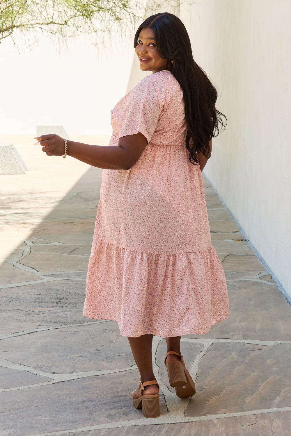 HEYSON Spring Baby Full Size Kimono Sleeve Midi Dress in Peach - Glamorous Boutique USA L.L.C.