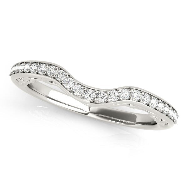 Size: 4.5 - 14k White Gold Prong Set Curved Diamond Wedding Ring (1/6 cttw)