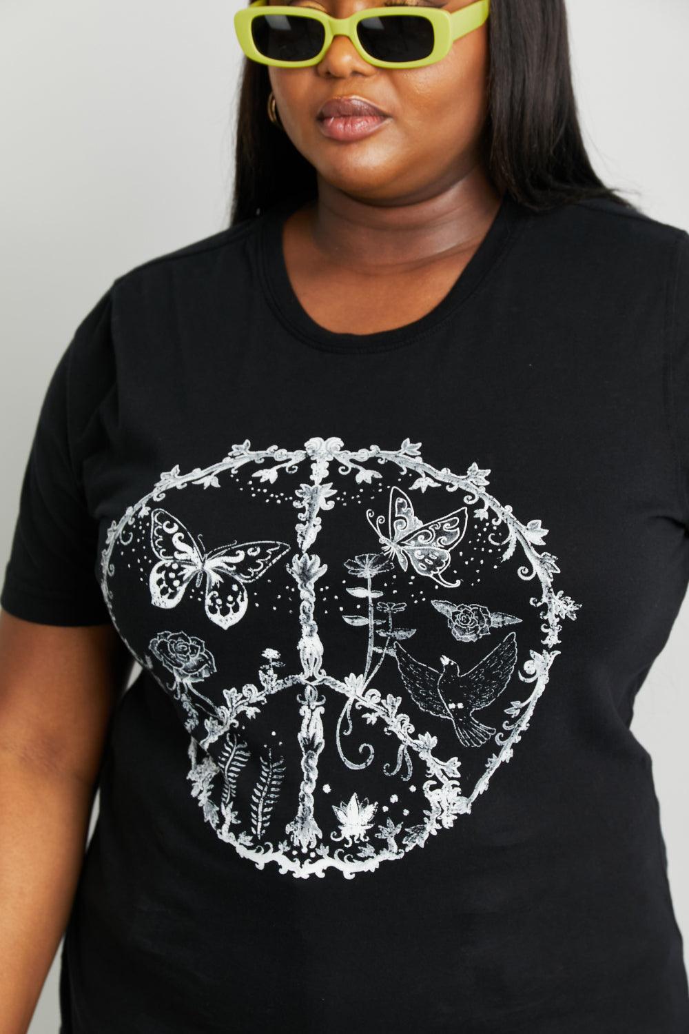 mineB Full Size Butterfly Graphic Tee Shirt - Glamorous Boutique USA L.L.C.