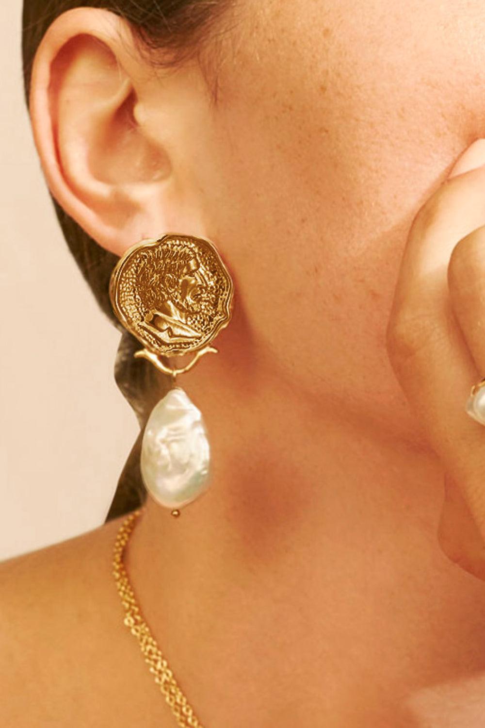 Gold-Plated Pearl Drop Earrings - Glamorous Boutique USA L.L.C.