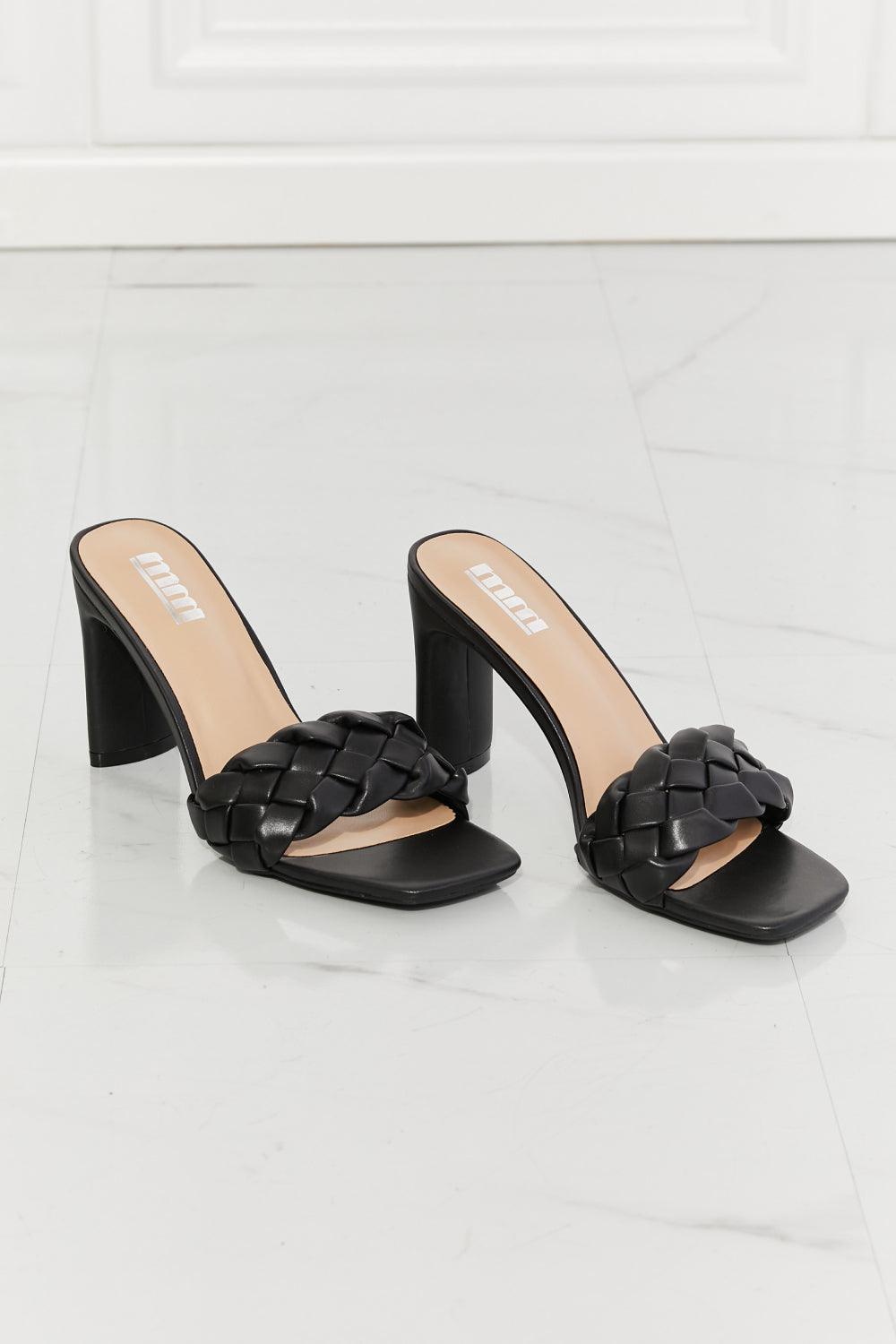 MMShoes Top of the World Braided Block Heel Sandals in Black - Glamorous Boutique USA L.L.C.