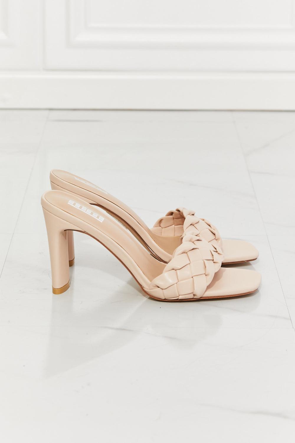 MMShoes Top of the World Braided Block Heel Sandals in Beige - Glamorous Boutique USA L.L.C.