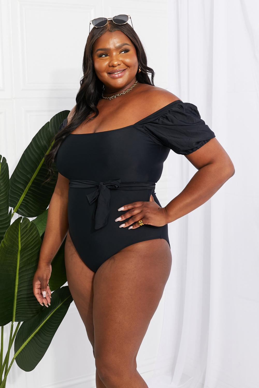 Marina West Swim Salty Air Puff Sleeve One-Piece in Black - Glamorous Boutique USA L.L.C.