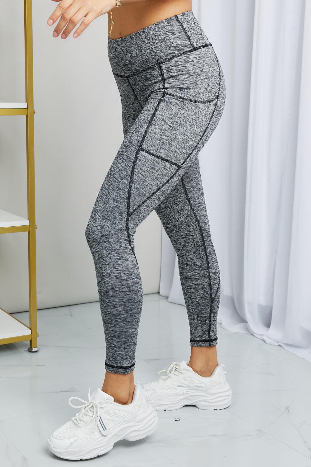 Full Size Heathered Wide Waistband Yoga Leggings - Glamorous Boutique USA L.L.C.