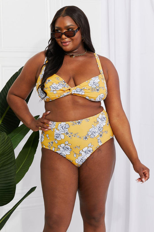 Marina West Swim Take A Dip Twist High-Rise Bikini in Mustard - Glamorous Boutique USA L.L.C.