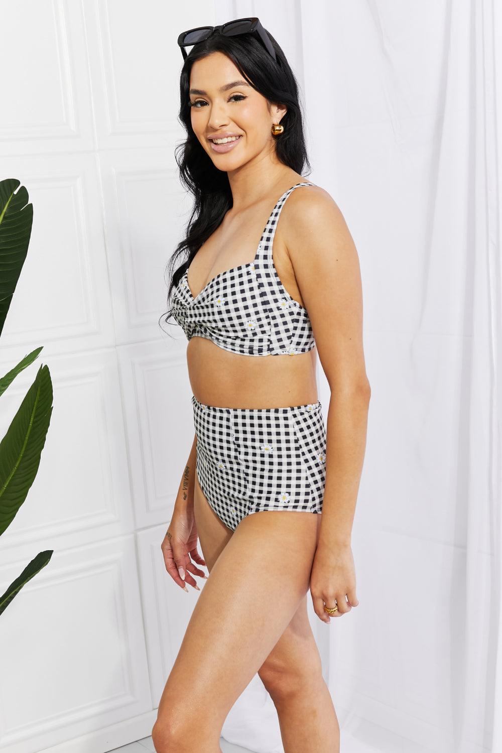 Marina West Swim Take A Dip Twist High-Rise Bikini in Black - Glamorous Boutique USA L.L.C.