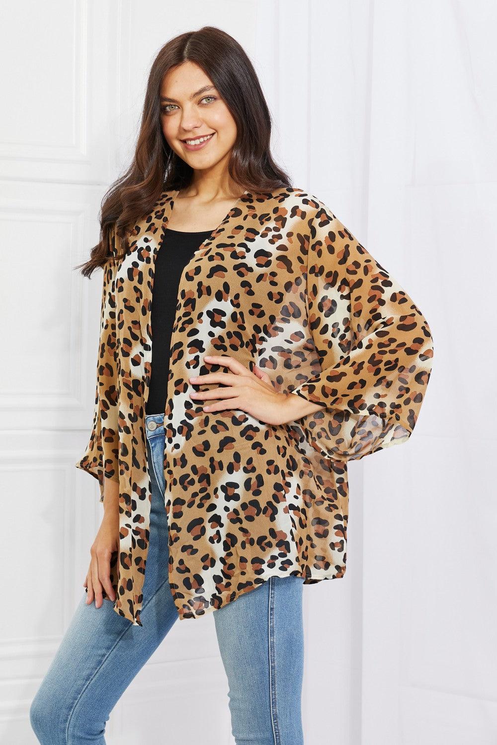 Melody Wild Muse Full Size Animal Print Kimono in Camel - Glamorous Boutique USA L.L.C.