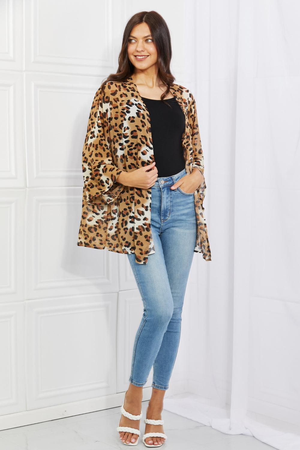 Melody Wild Muse Full Size Animal Print Kimono in Camel - Glamorous Boutique USA L.L.C.