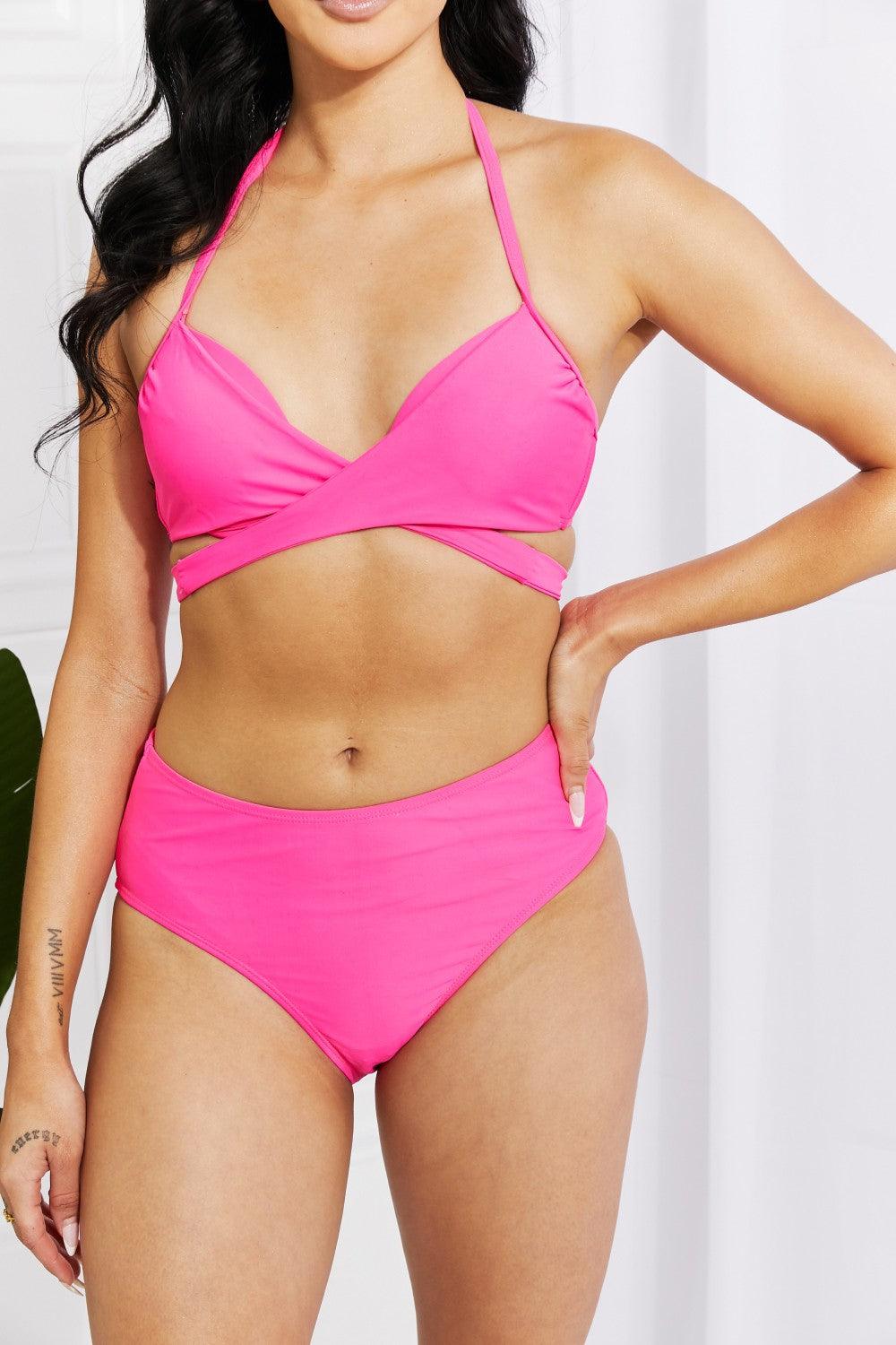 Marina West Swim Summer Splash Halter Bikini Set in Pink - Glamorous Boutique USA L.L.C.