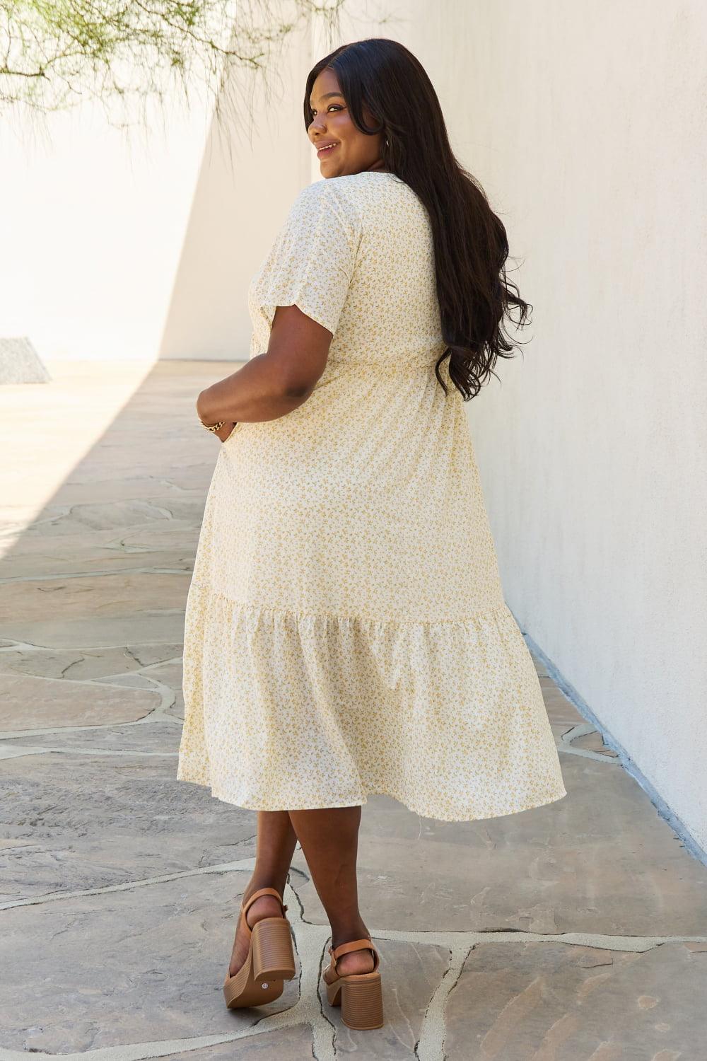 HEYSON Spring Baby Full Size Kimono Sleeve Midi Dress in Cream - Glamorous Boutique USA L.L.C.