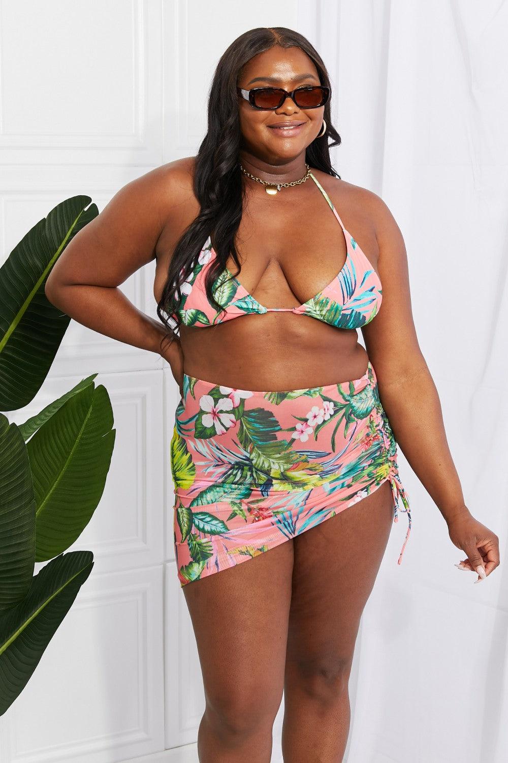 Marina West Swim Paradise Awaits Triangle Bikini and Sarong Set - Glamorous Boutique USA L.L.C.