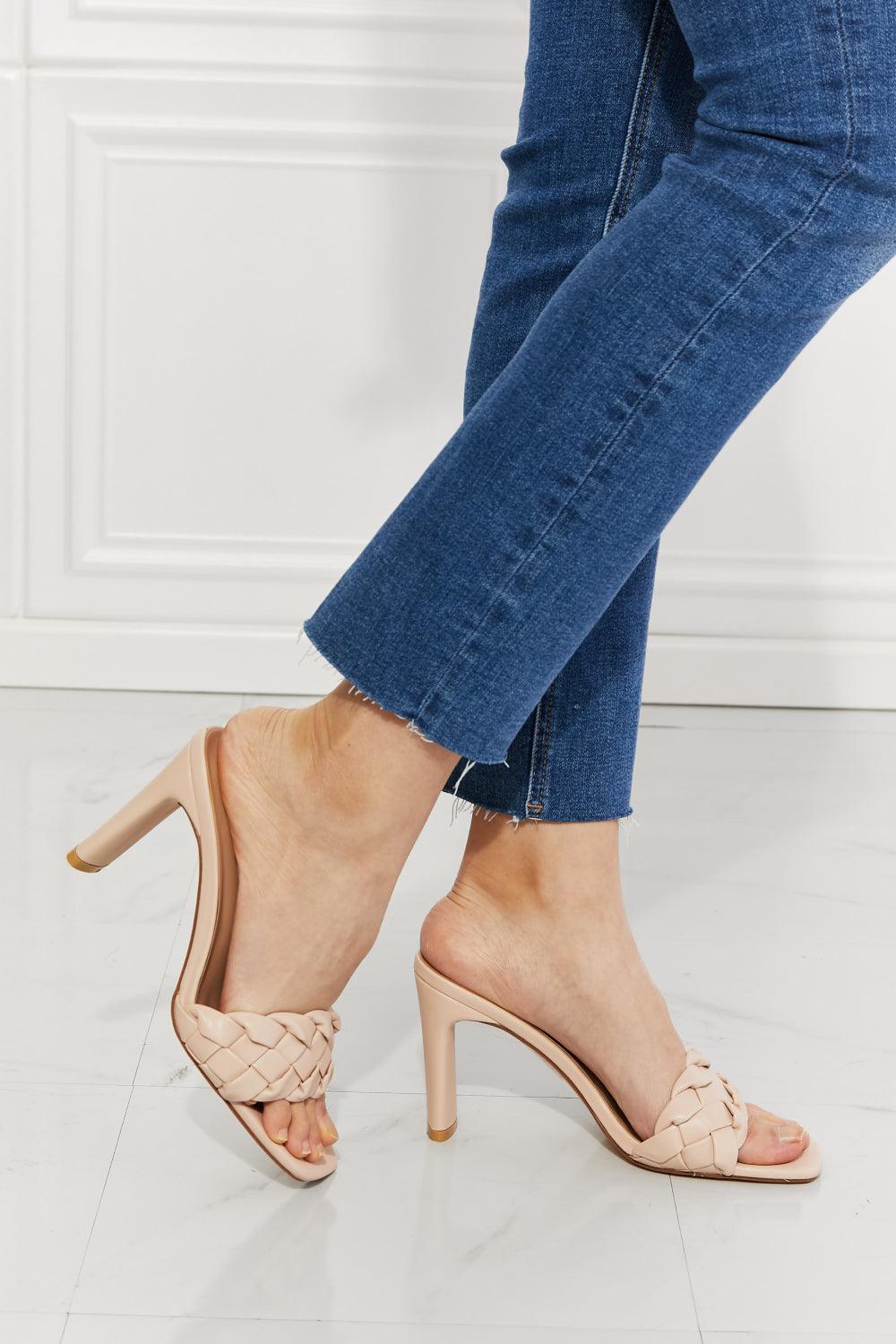 MMShoes Top of the World Braided Block Heel Sandals in Beige - Glamorous Boutique USA L.L.C.