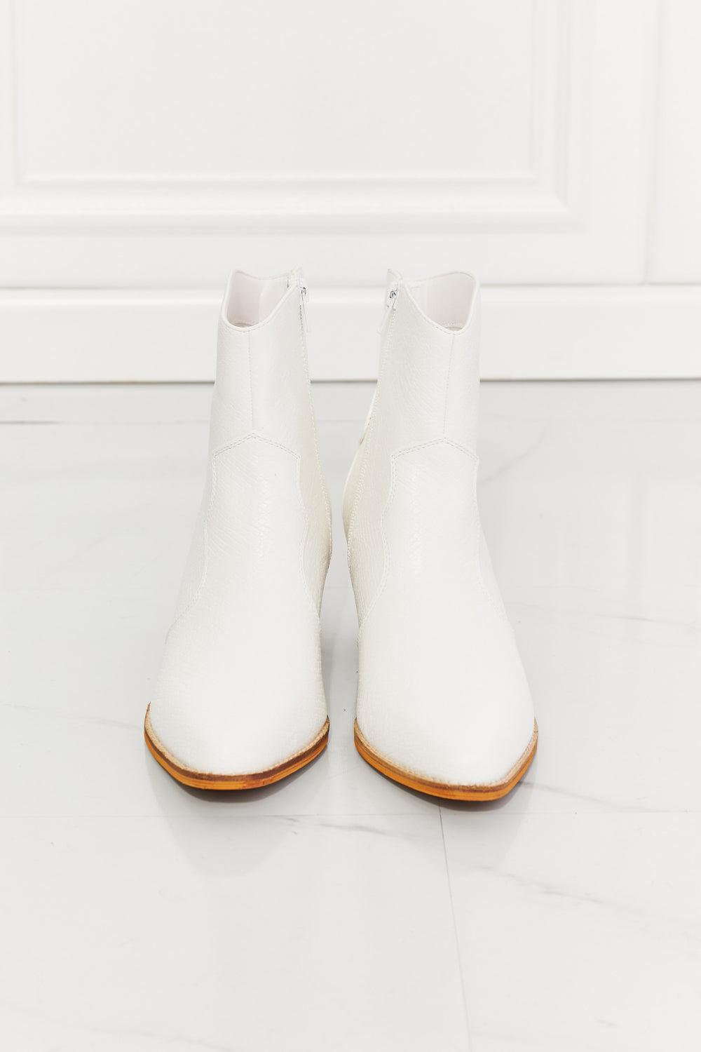 MMShoes Watertower Town Faux Leather Western Ankle Boots in White - Glamorous Boutique USA L.L.C.