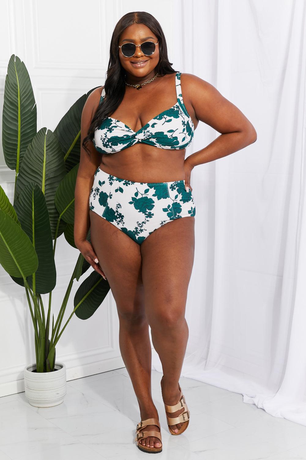 Marina West Swim Take A Dip Twist High-Rise Bikini in Forest - Glamorous Boutique USA L.L.C.