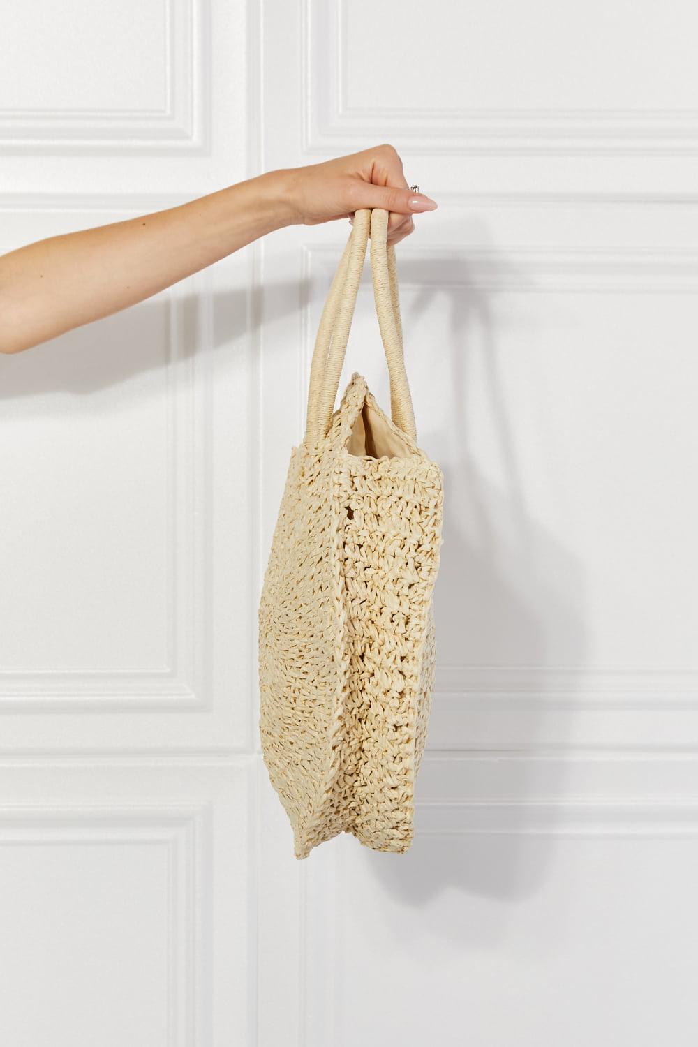 Justin Taylor Beach Date Straw Rattan Handbag in Ivory - Glamorous Boutique USA L.L.C.