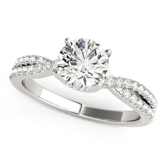 Size: 3.5 - 14k White Gold Fancy Prong Split Shank Diamond Engagement Ring (1 1/4 cttw)