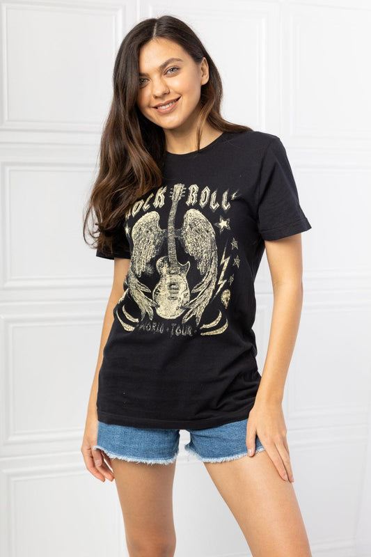 mineB Full Size Rock & Roll Graphic Tee - Glamorous Boutique USA L.L.C.
