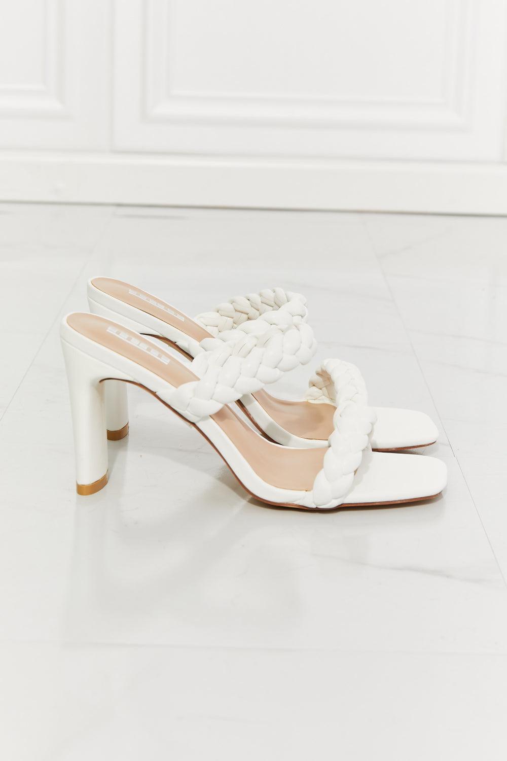 MMShoes In Love Double Braided Block Heel Sandal in White - Glamorous Boutique USA L.L.C.