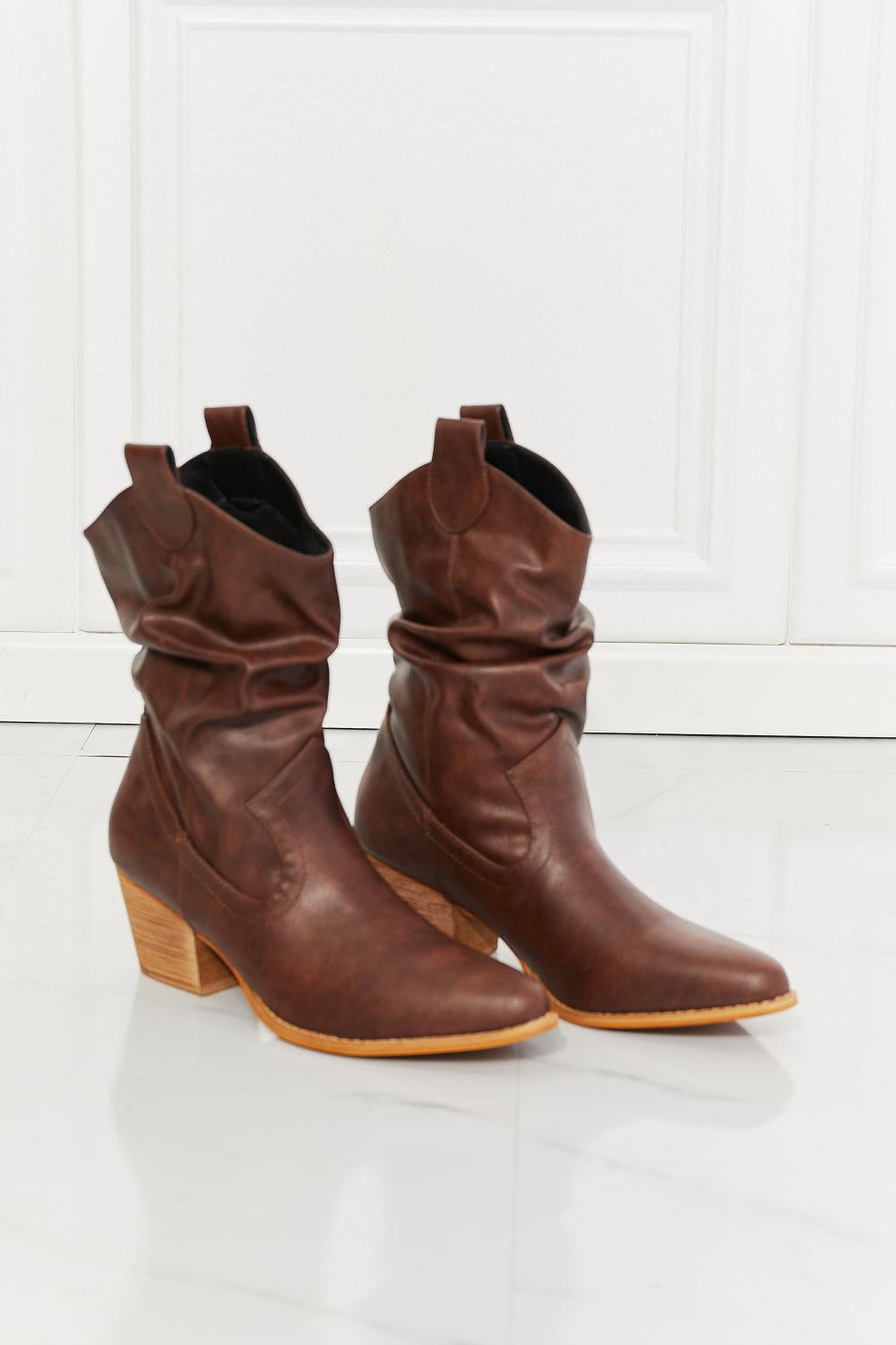 MMShoes Better in Texas Scrunch Cowboy Boots in Brown - Glamorous Boutique USA L.L.C.