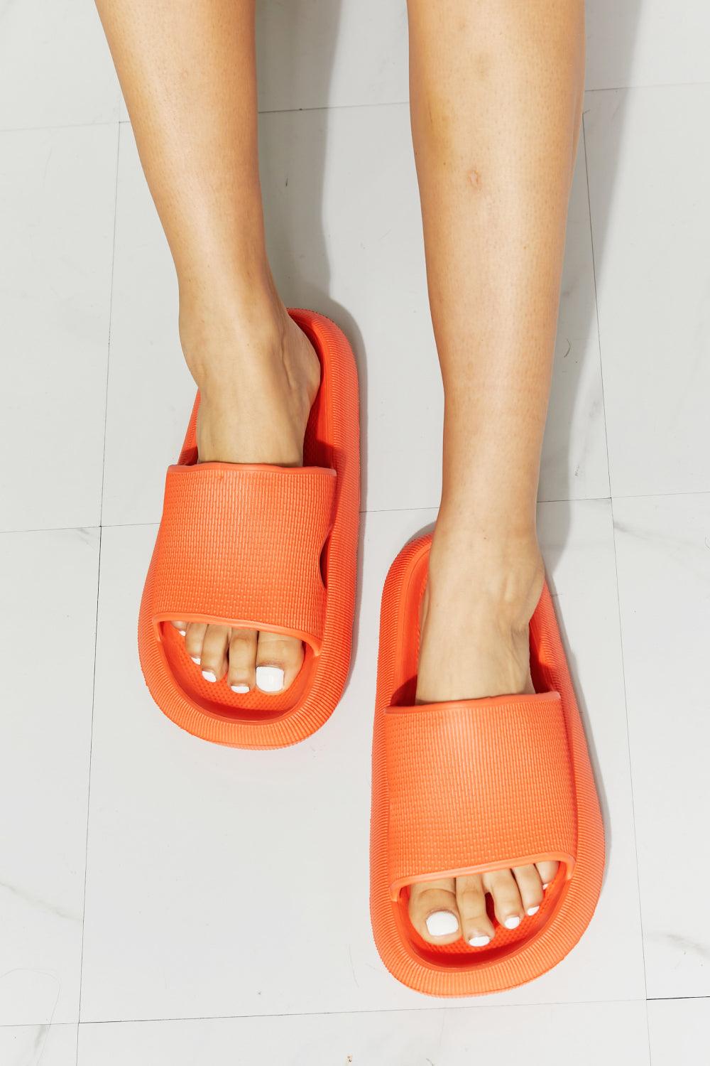 MMShoes Arms Around Me Open Toe Slide in Orange - Glamorous Boutique USA L.L.C.