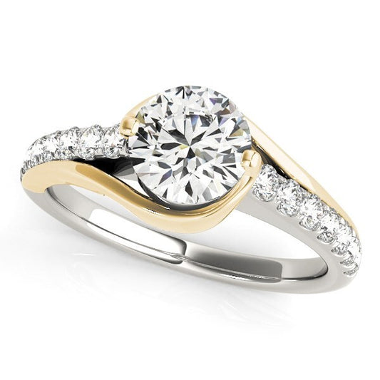 Size: 4.5 - 14k Two Tone Gold Split Shank Style Diamond Engagement Ring (1 1/4 cttw)