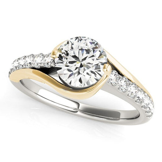 Size: 6.5 - 14k Two Tone Gold Split Shank Style Diamond Engagement Ring (1 1/4 cttw)