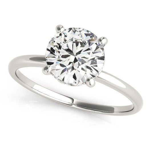 Size: 5 - 14k White Gold Prong Set Round Diamond Engagement Ring (2 cttw)