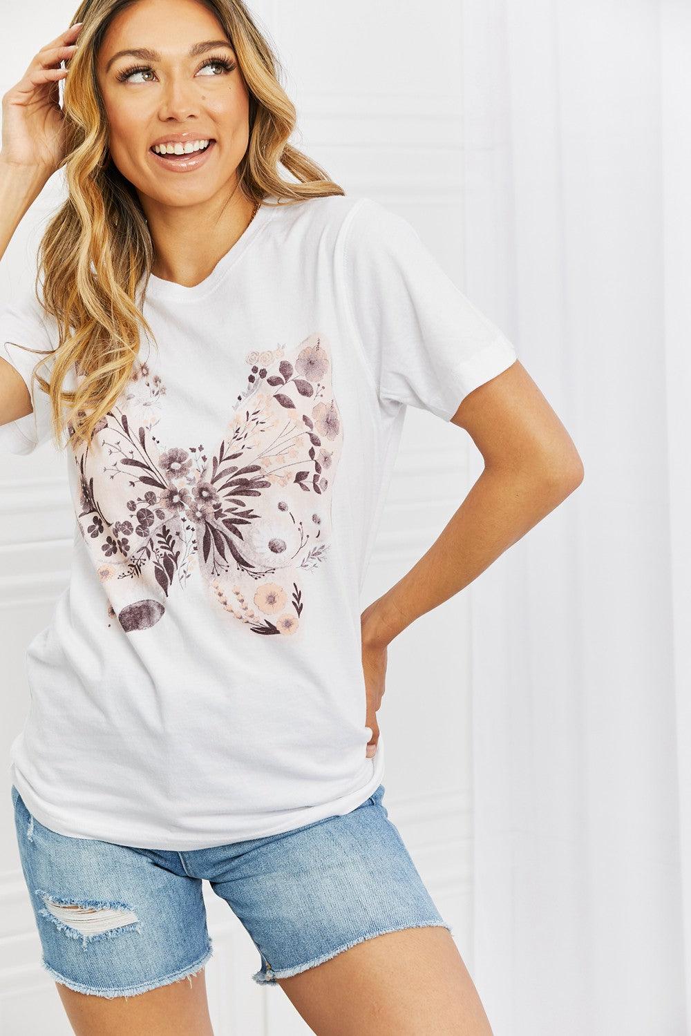 mineB You Give Me Butterflies Graphic T-Shirt - Glamorous Boutique USA L.L.C.