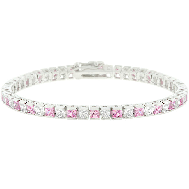 Pink Cubic Zirconia Tennis Bracelet