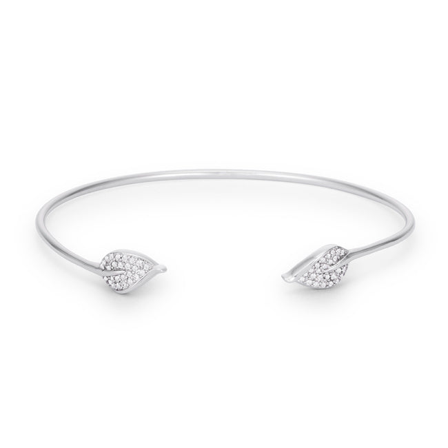 Trendy Rhodium Bracelet with Clear Cubic Zirconia Accents