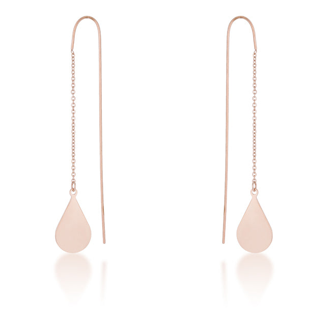 Chloe Rose Gold Stainless Steel Teardrop Threaded Drop Earrings