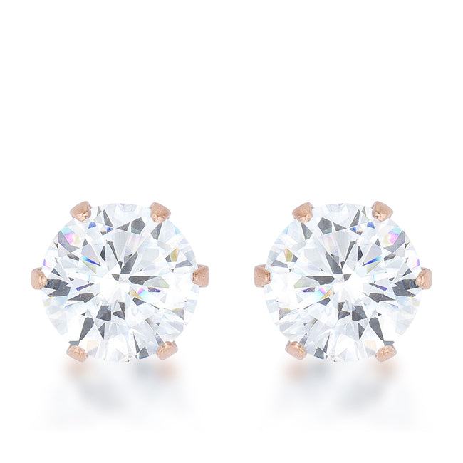 Reign 3.4ct CZ Rose Gold Stainless Steel Stud Earrings