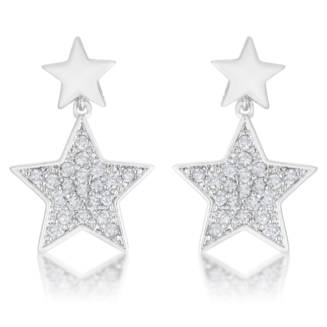 Bianca 0.5ct CZ Rhodium Star Drop Earrings