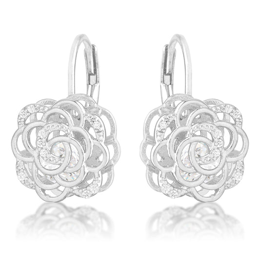 Maya 1.5ct CZ Rhodium Rose Drop Earrings